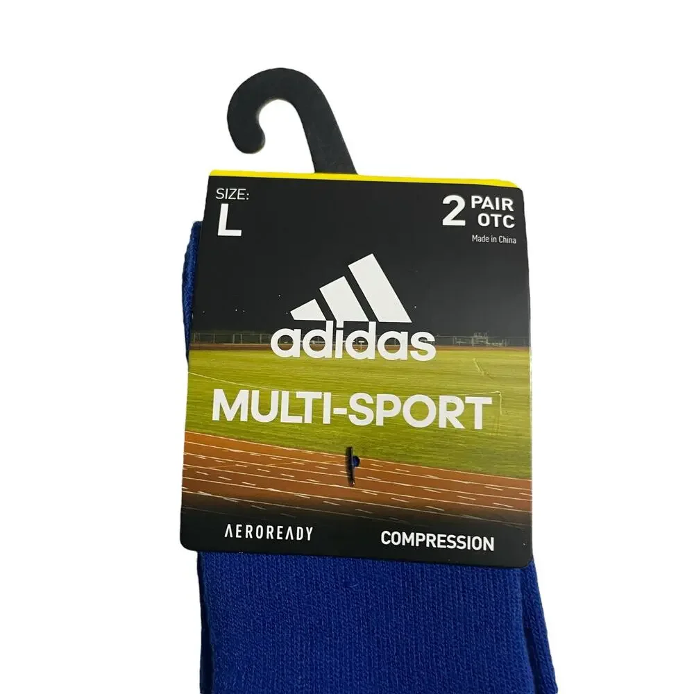 Adidas Men and Womens Multi-Sport Aeroready Compression Blue Socks Size Large